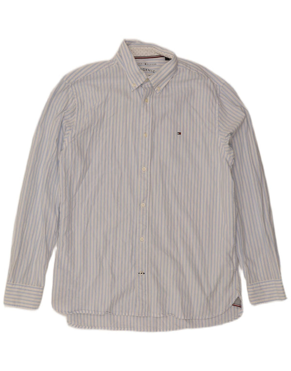 Tommy Hilfiger Camisa para hombre XL Algodón a rayas azules
