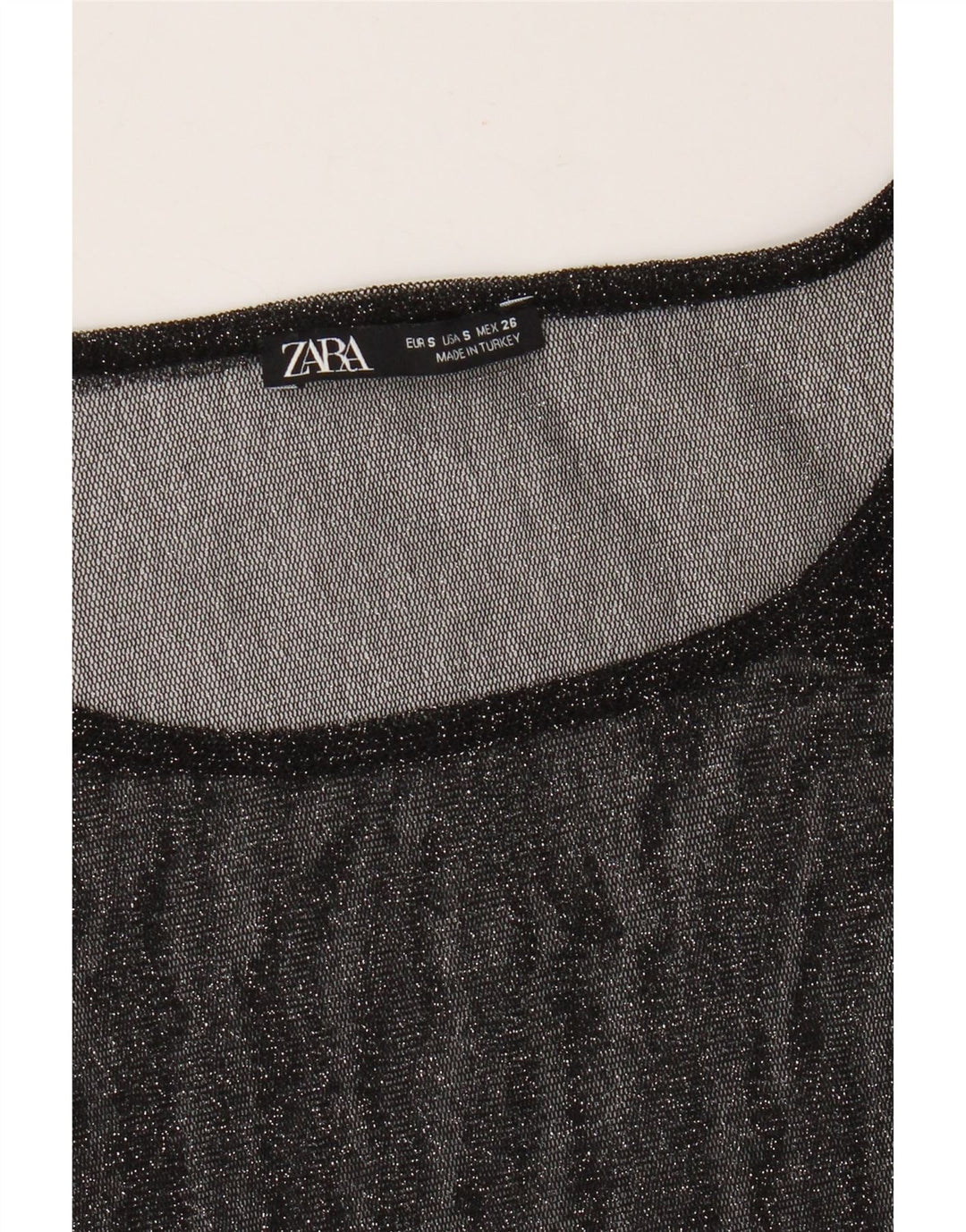 Zara Mujer Oversize See Through Top Manga Larga UK 40 Small Negro