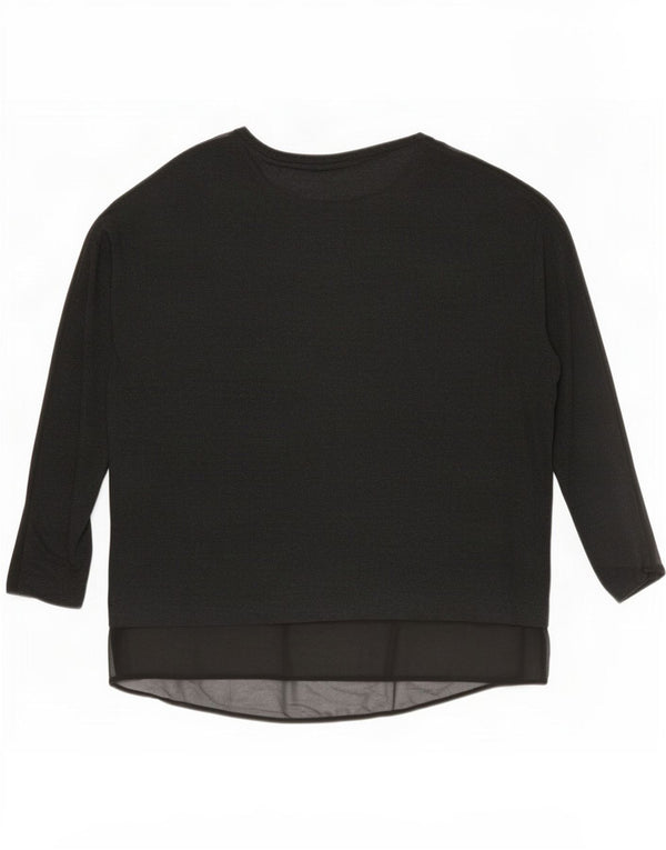 Zara Mujer Top Extragrande Manga Larga UK 44 Viscosa Negra Mediana