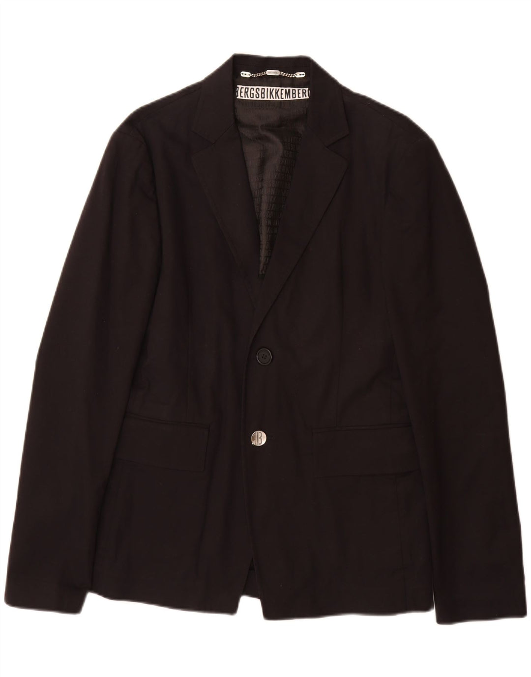 BIKKEMBERGS Chaqueta tipo blazer de 2 botones para hombre IT 48 Algodón negro mediano
