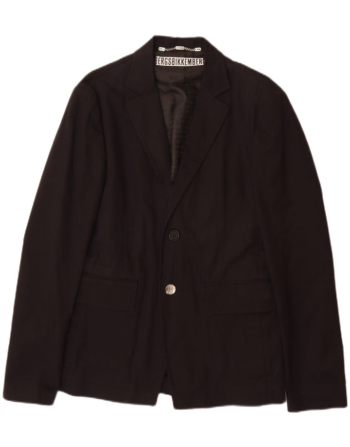BIKKEMBERGS Chaqueta tipo blazer de 2 botones para hombre IT 48 Algodón negro mediano
