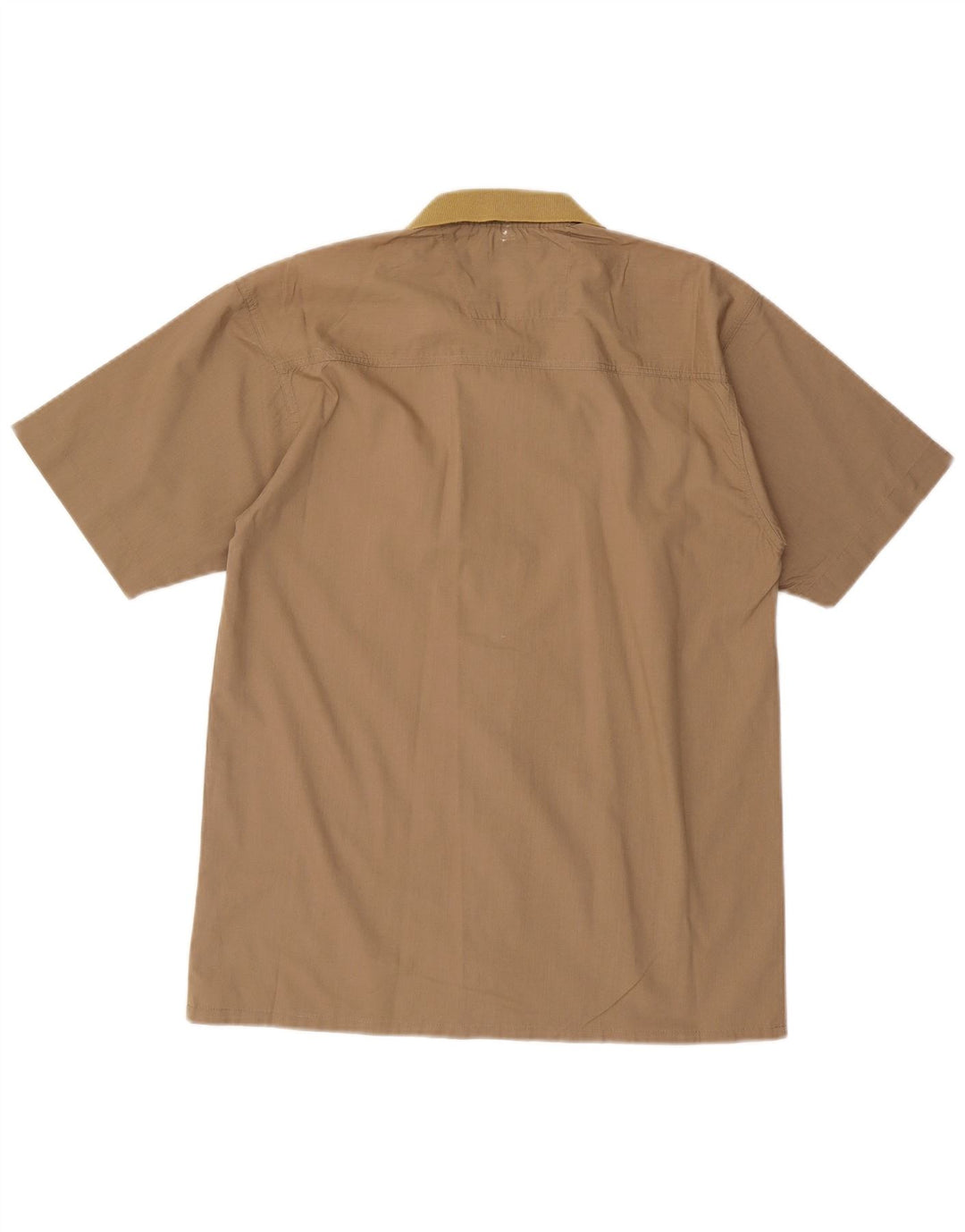 Camisa Vintage Hombre Manga Corta Pequeña Poliéster Beige