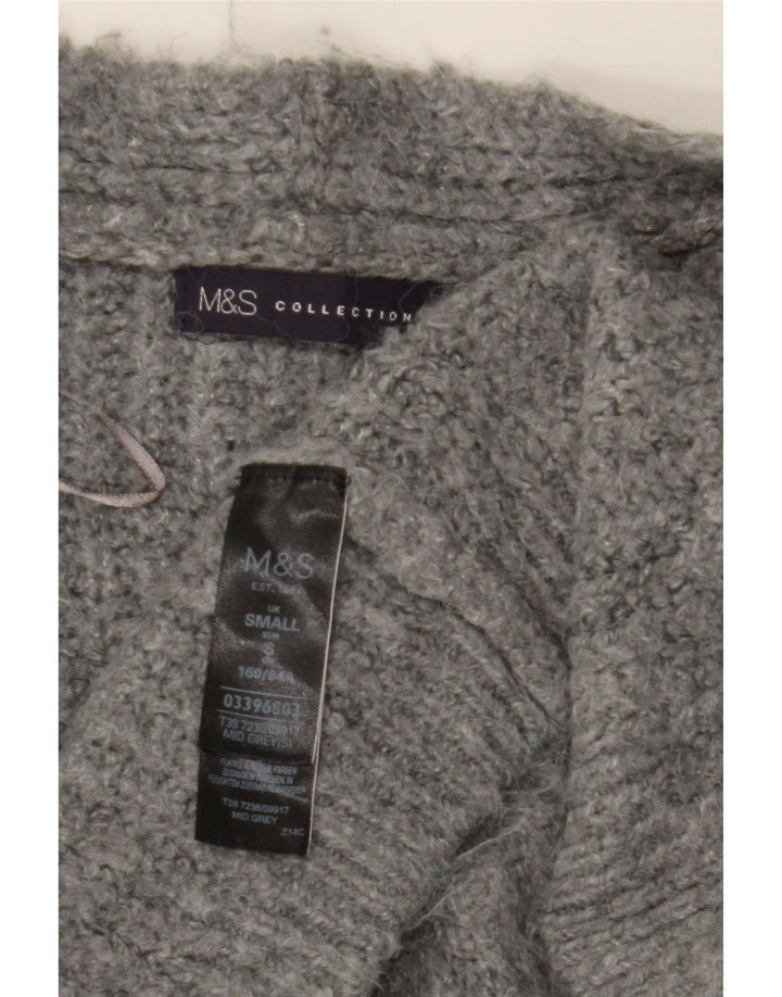 Marks & Spencer Suéter Cárdigan Abierto Largo para Mujer UK 10 Small Grey