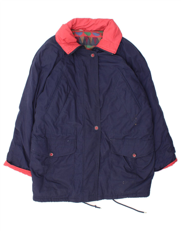 MARCEL CLAIR Womens Oversized Padded Coat EU 40 Medium Navy Blue Polyester Vintage Marcel Clair and Second-Hand Marcel Clair from Messina Hembry 