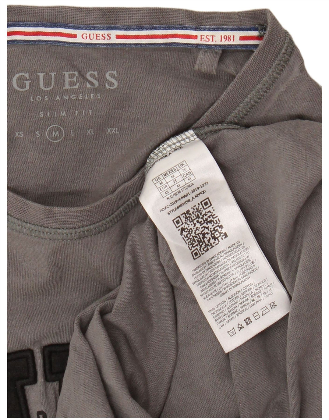 Guess Hombre Slim Fit Graphic Camiseta Top Algodón Gris Medio