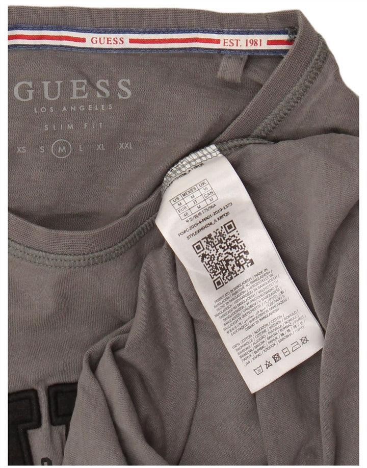 Guess Hombre Slim Fit Graphic Camiseta Top Algodón Gris Medio