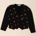 VINTAGE Womens Bolero Top IT 44 Medium Black Floral Cotton Vintage Vintage and Second-Hand Vintage from Messina Hembry 