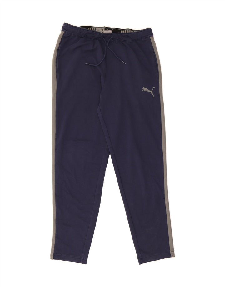 PUMA Mens Tracksuit Trousers Large Navy Blue Colourblock Polyester Vintage Puma and Second-Hand Puma from Messina Hembry 