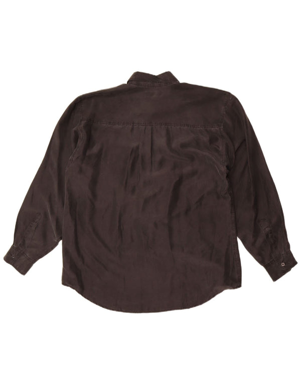 Camisa vintage para hombre grande de seda negra