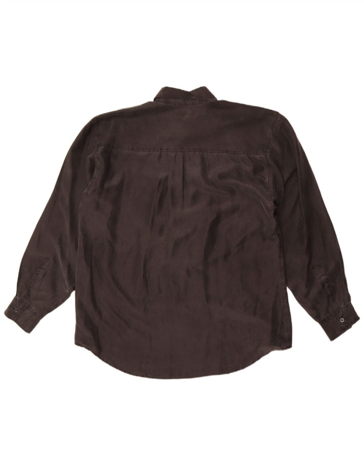 Camisa vintage para hombre grande de seda negra