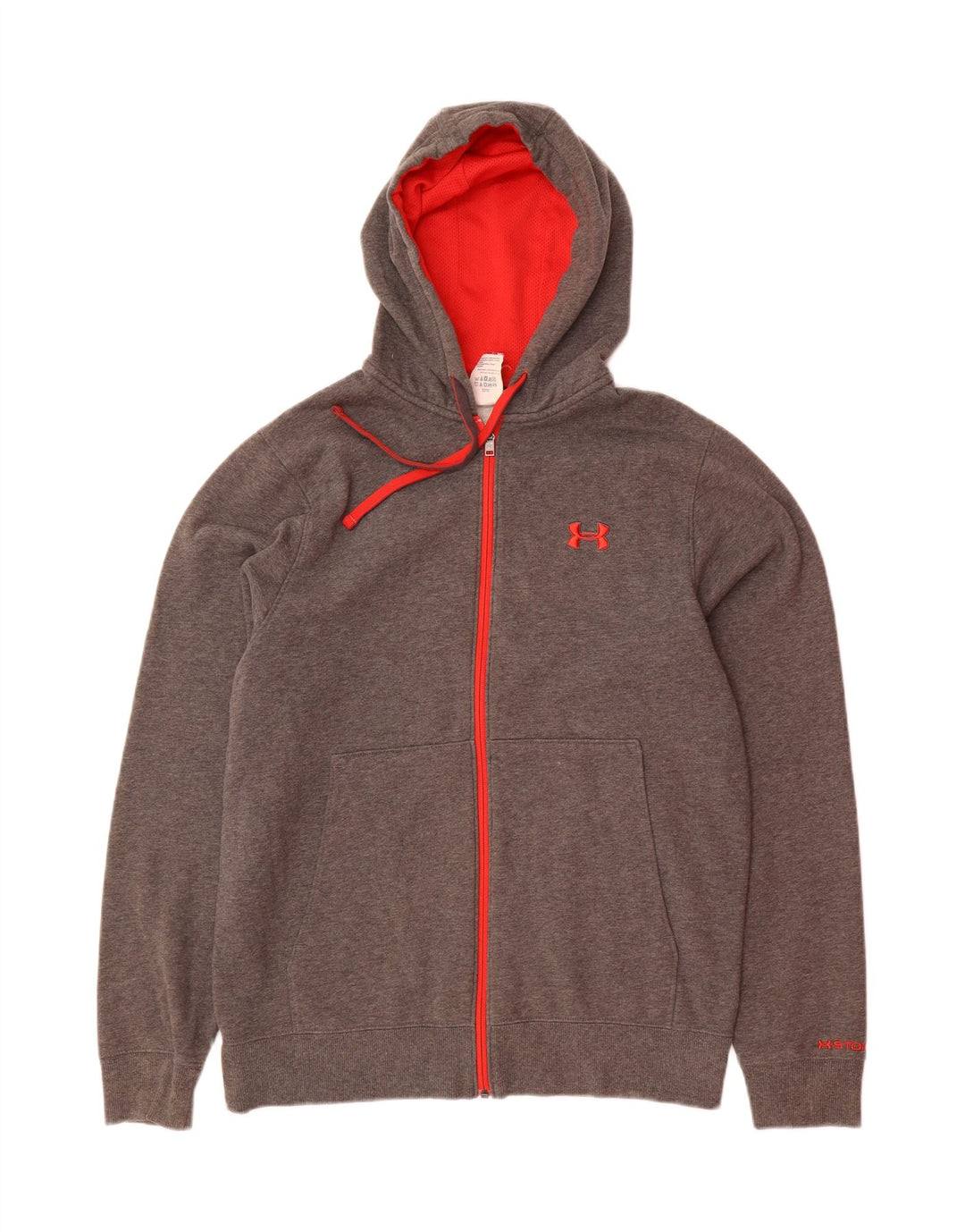 UNDER ARMOUR Mens Zip Hoodie Sweater Small Grey Cotton