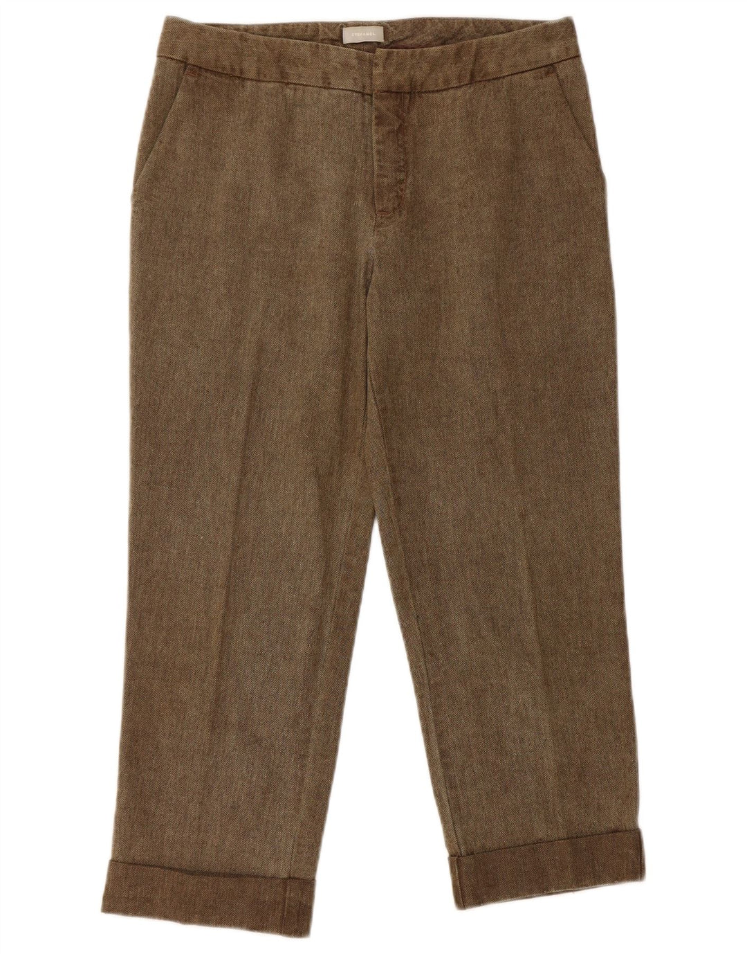 Stefanel Pantalones cortos para mujer EU 36 Small W28 L21 Marrón Herringbone