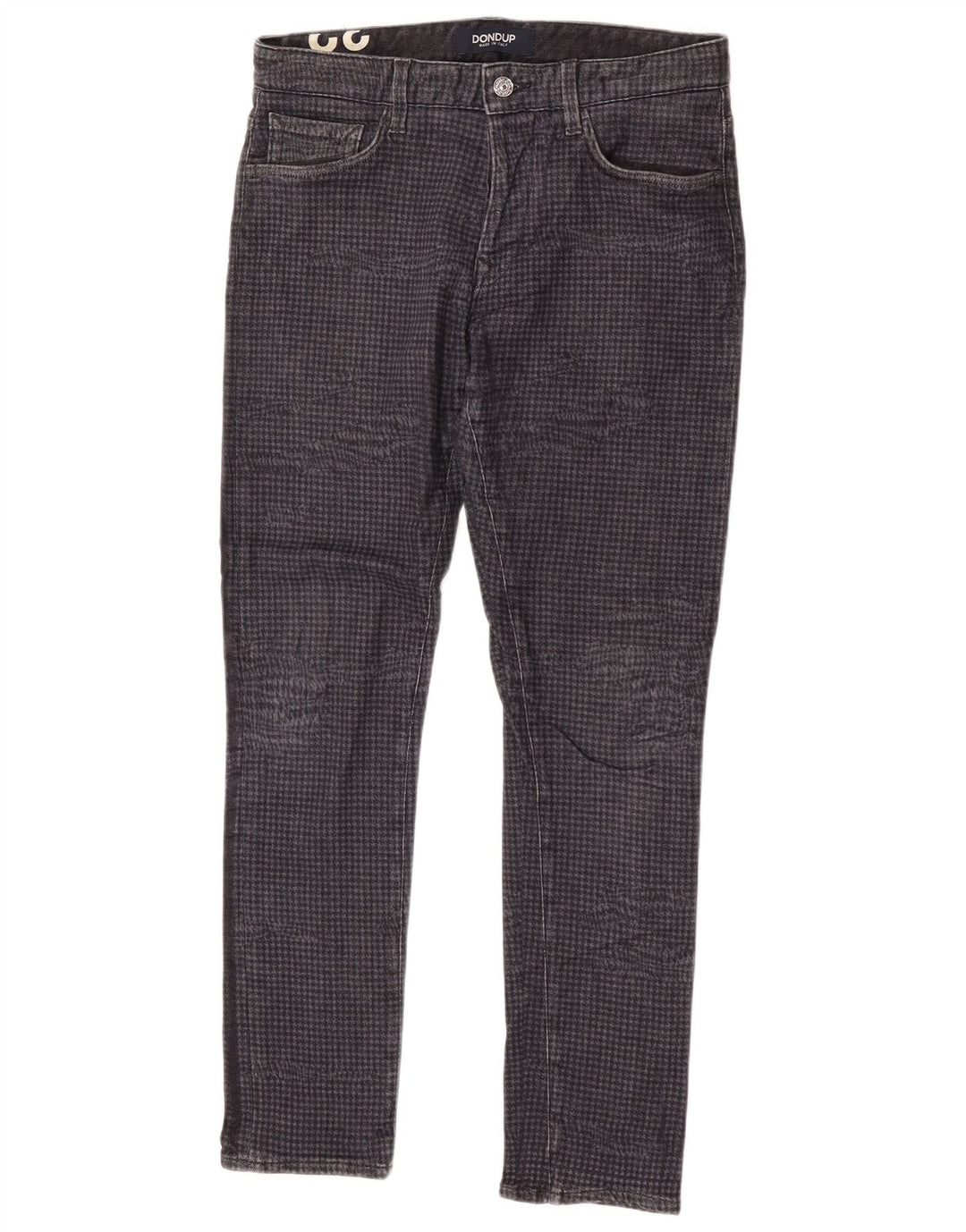 Dondup Vaqueros ajustados para hombre W32 L30 Algodón de pata de gallo gris