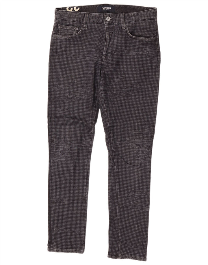 Dondup Vaqueros ajustados para hombre W32 L30 Algodón de pata de gallo gris