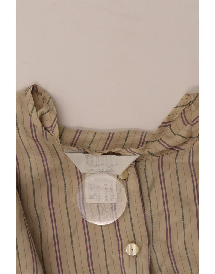 Marella Blusa tipo jersey para mujer UK 42 Seda a rayas beige mediana