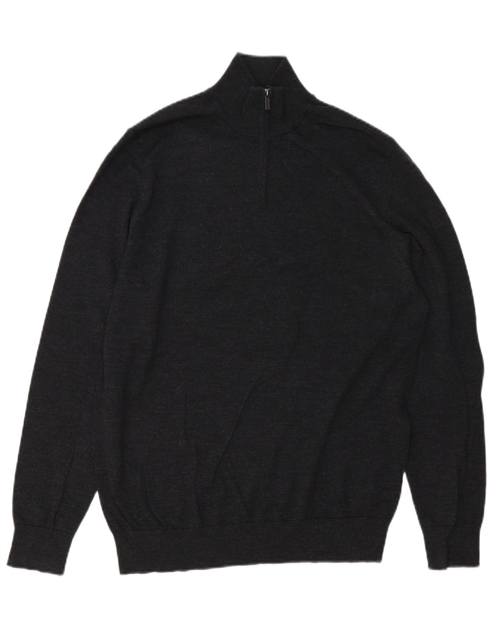 Marks & Spencer Hombre Autograph Zip Neck Jumper Sweater Gris Medio