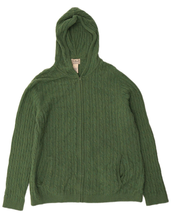L.L.Bean Suéter tipo cárdigan con capucha para mujer UK 40 XL Lana verde