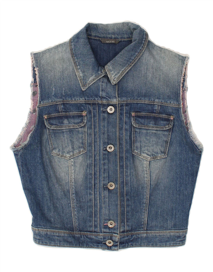 GUESS Womens Denim Gilet UK 10 Small Blue Cotton | Vintage Guess | Thrift | Second-Hand Guess | Used Clothing | Messina Hembry 