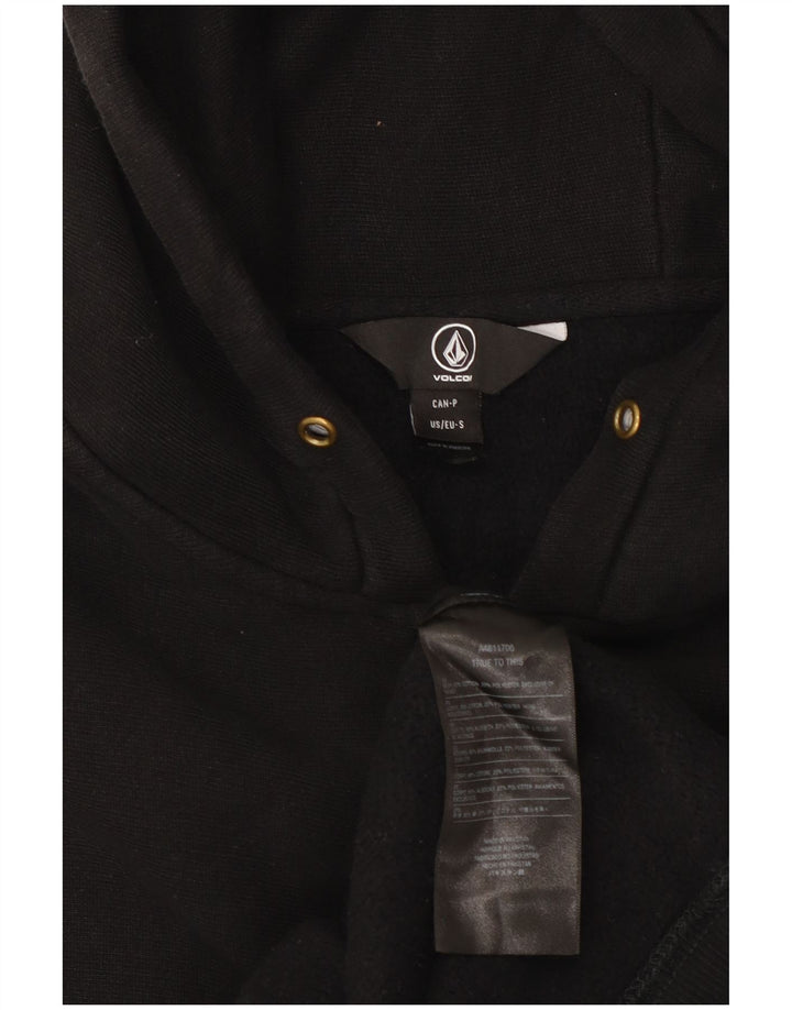 Volcom Sudadera con capucha y cremallera gráfica para hombre, talla pequeña, algodón negro