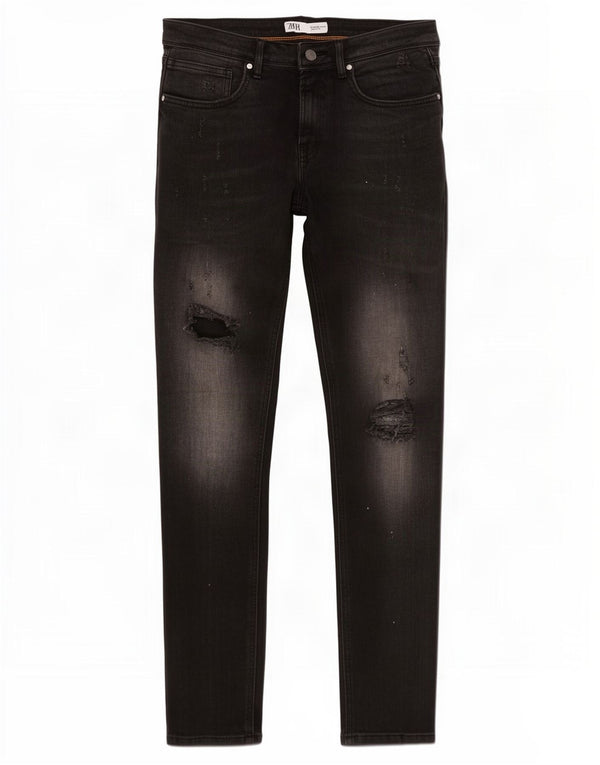 Zara Jeans ajustados desgastados para hombre EU 38 Small W30 L30 Gris