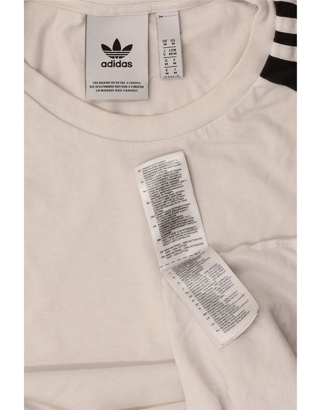 Adidas Hombre Camiseta Top Medium Blanco Colorblock Algodón