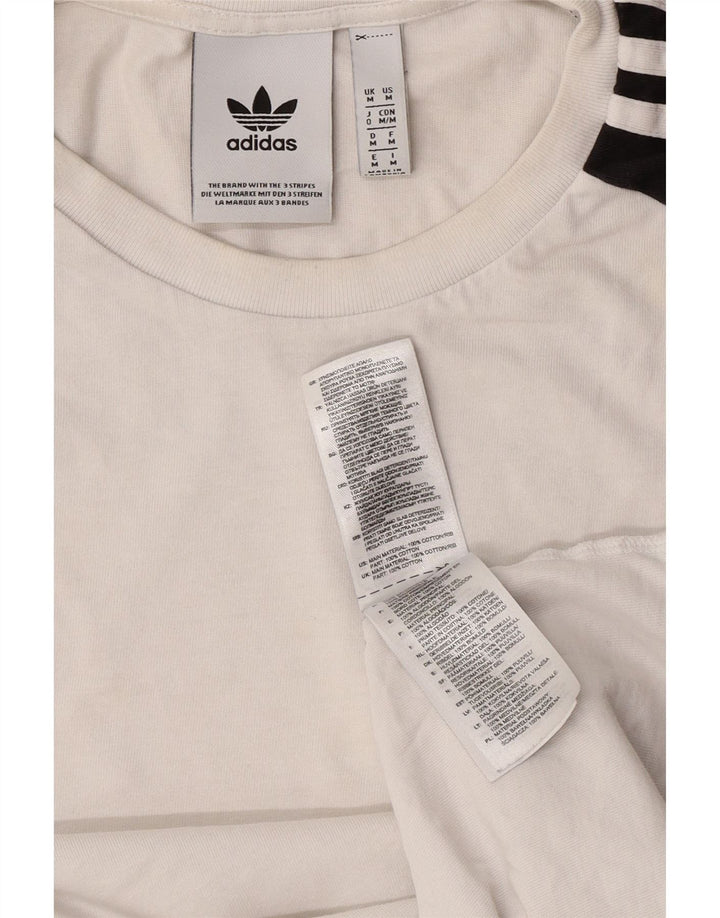 Adidas Hombre Camiseta Top Medium Blanco Colorblock Algodón