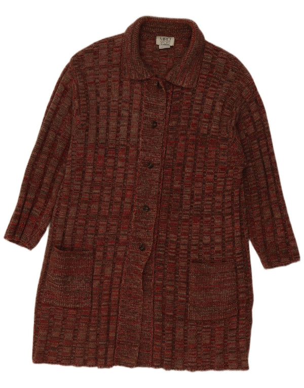 ELENA MIRO Womens Longline Cardigan Sweater UK 16 Large Brown Geometric