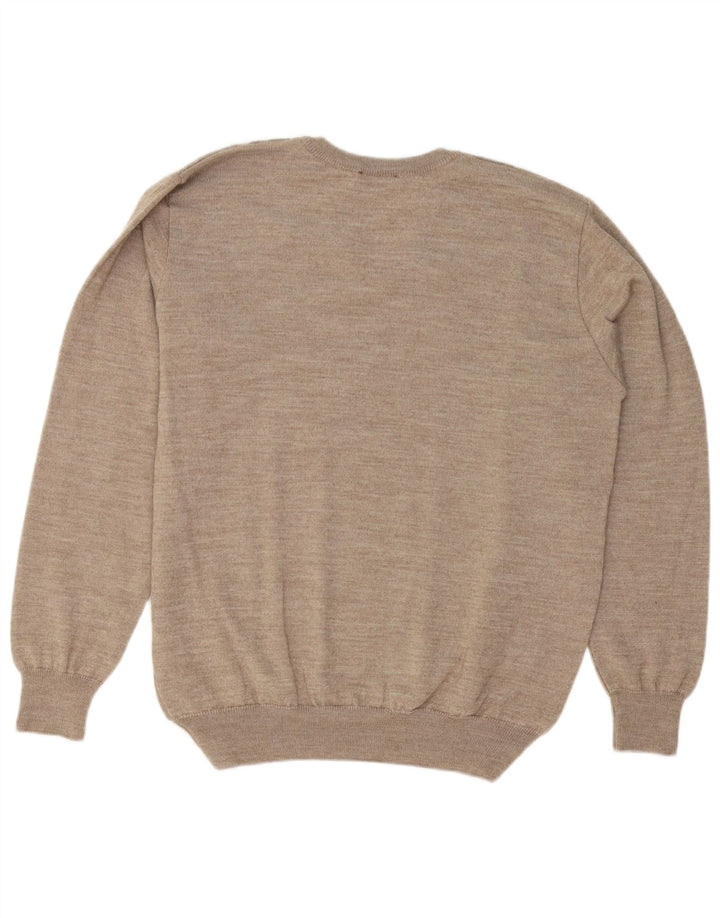 Jersey Les Corps Hombre Con Cuello En V De Lana A Rayas Beige Medio