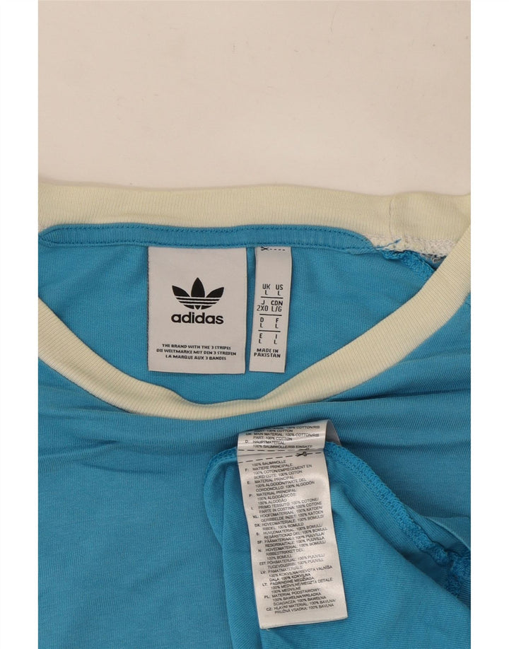 Adidas - Camiseta para hombre, talla grande, algodón azul