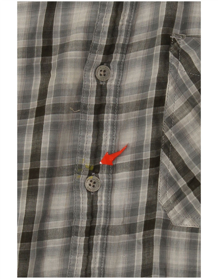 Calvin Klein Jeans Camisa militar para hombre XL Algodón a cuadros gris