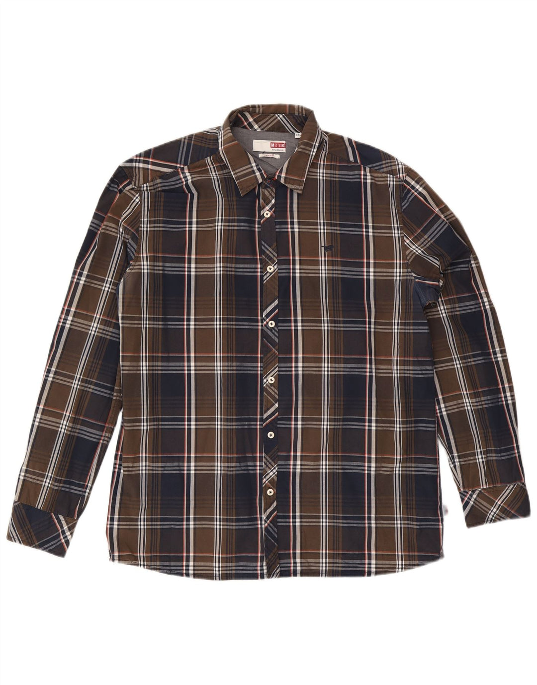 Mustang Camisa Slim Fit para Hombre 2XL Algodón A Cuadros Marrón