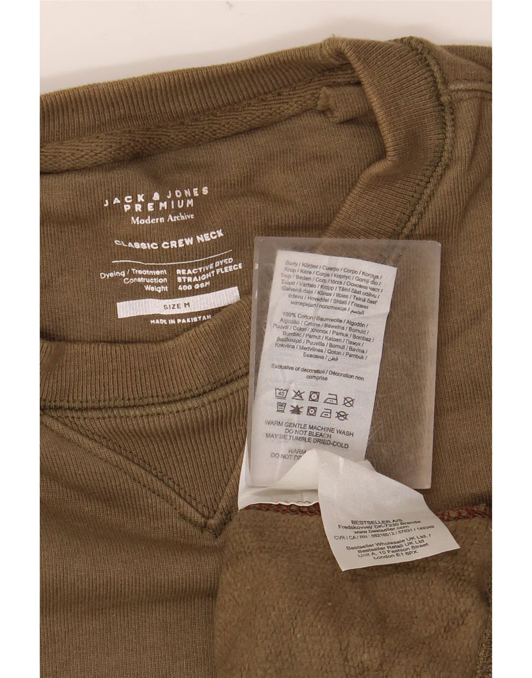 JACK & JONES Hombre Sudadera Jumper Medium Khaki Algodón