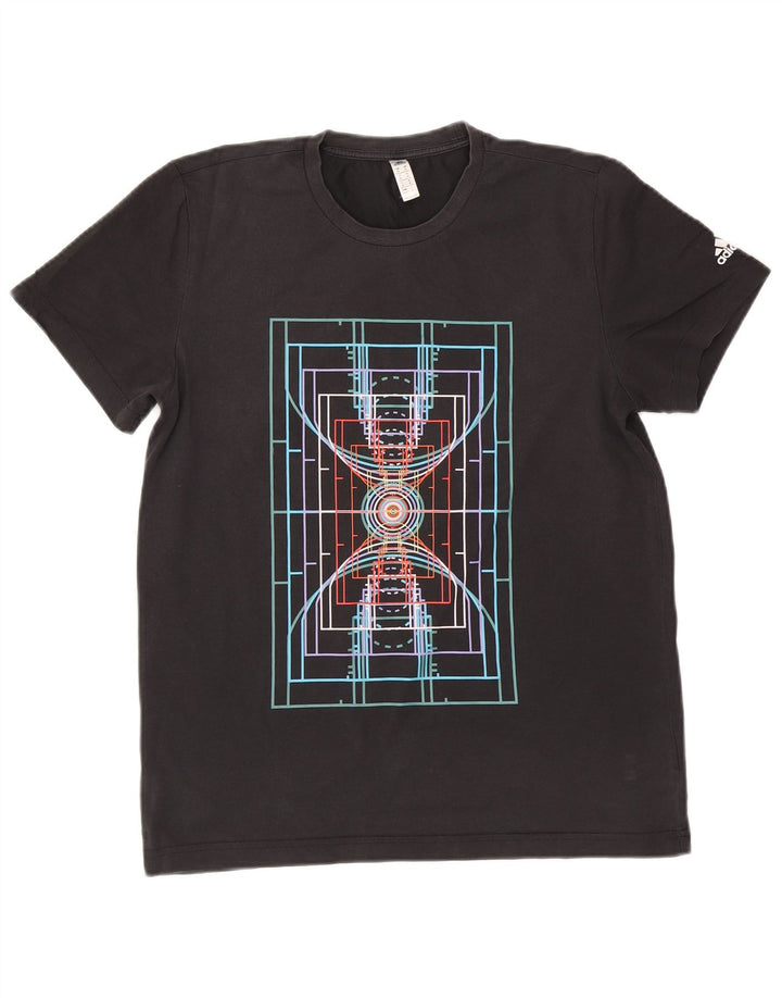 Adidas Mens Climalite Graphic Camiseta Top Medio Negro Algodón