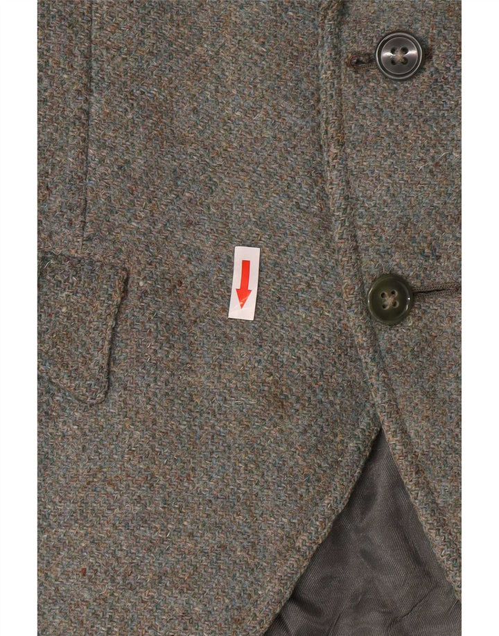 Harris Tweed Chaqueta militar de 2 botones para mujer UK 8 Small Khaki Wool