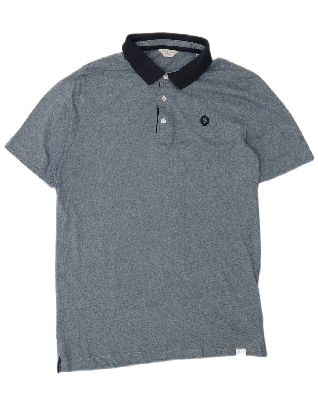 Jack & Jones Polo De Manga Corta Regular Fit Para Hombre Azul Medio Moteado