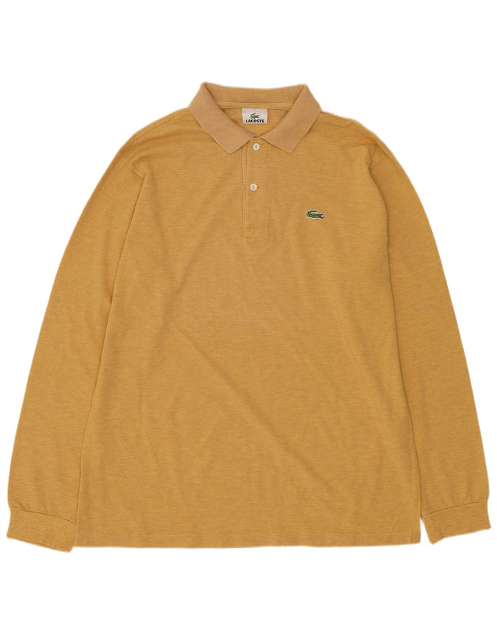 Lacoste Polo de manga larga para hombre talla 5 grande algodón amarillo