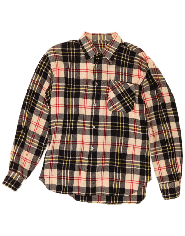 Camisa de franela vintage para hombre a cuadros multicolores medianos