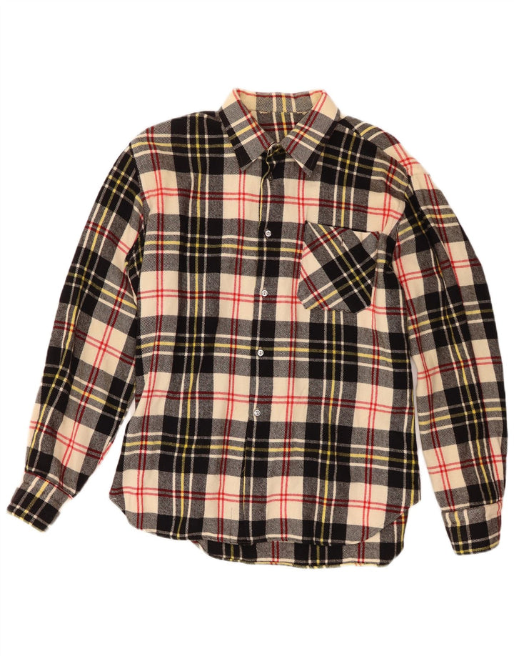 Camisa de franela vintage para hombre a cuadros multicolores medianos