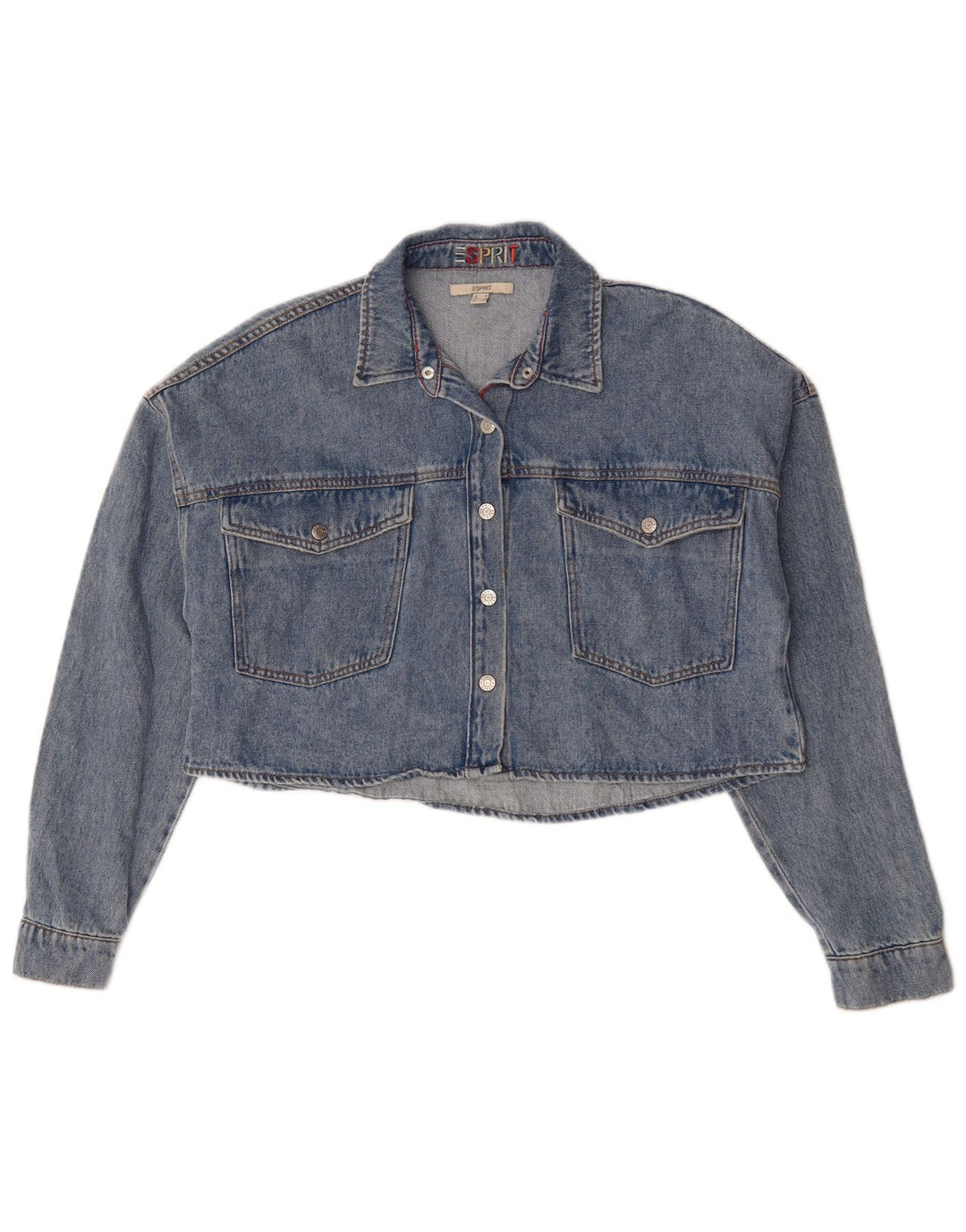 Esprit Chaqueta Vaquera Corta Extragrande para Mujer UK 10 Small Algodón Azul