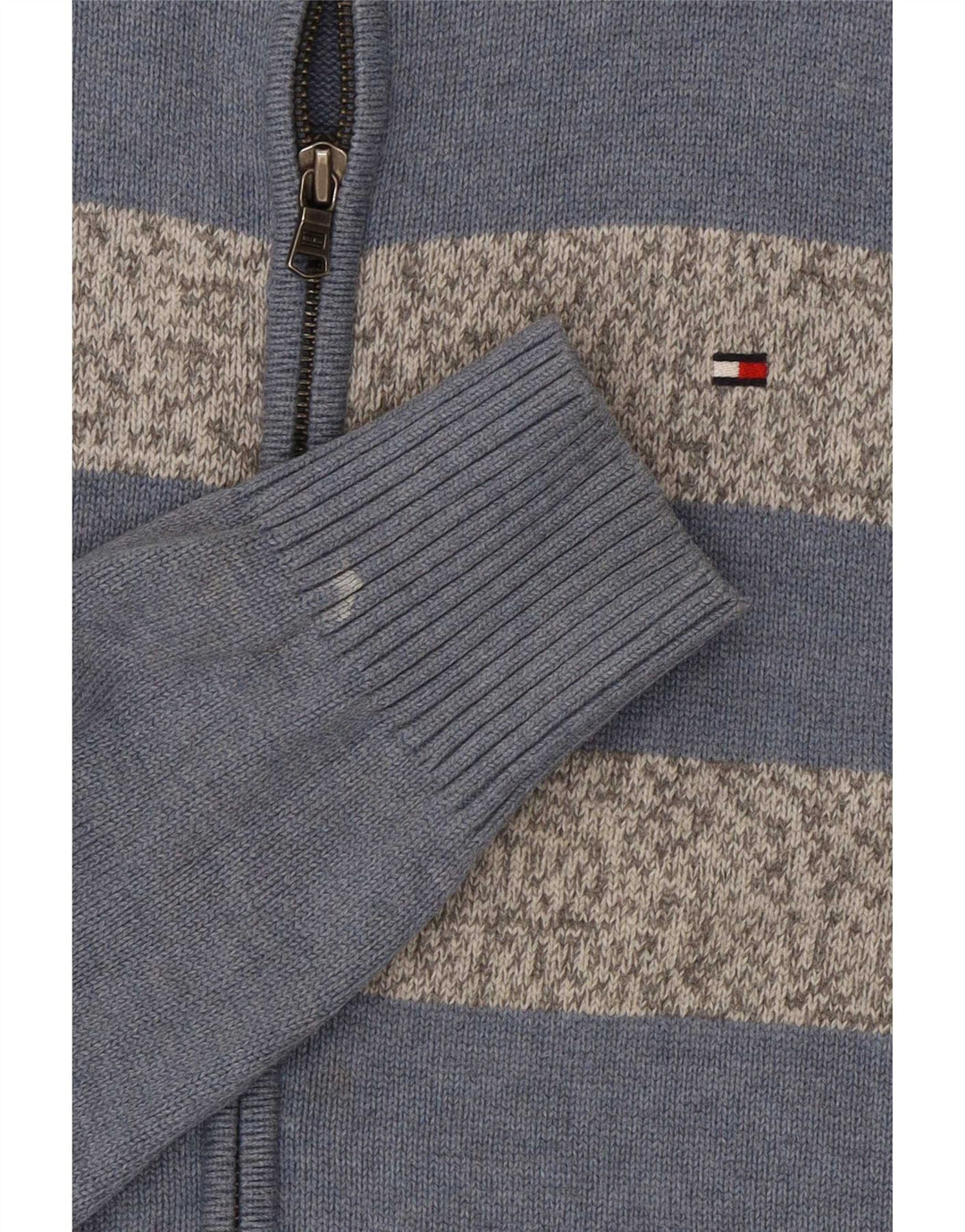 Tommy Hilfiger Hombre Cárdigan Suéter De Algodón Color Block Azul Medio