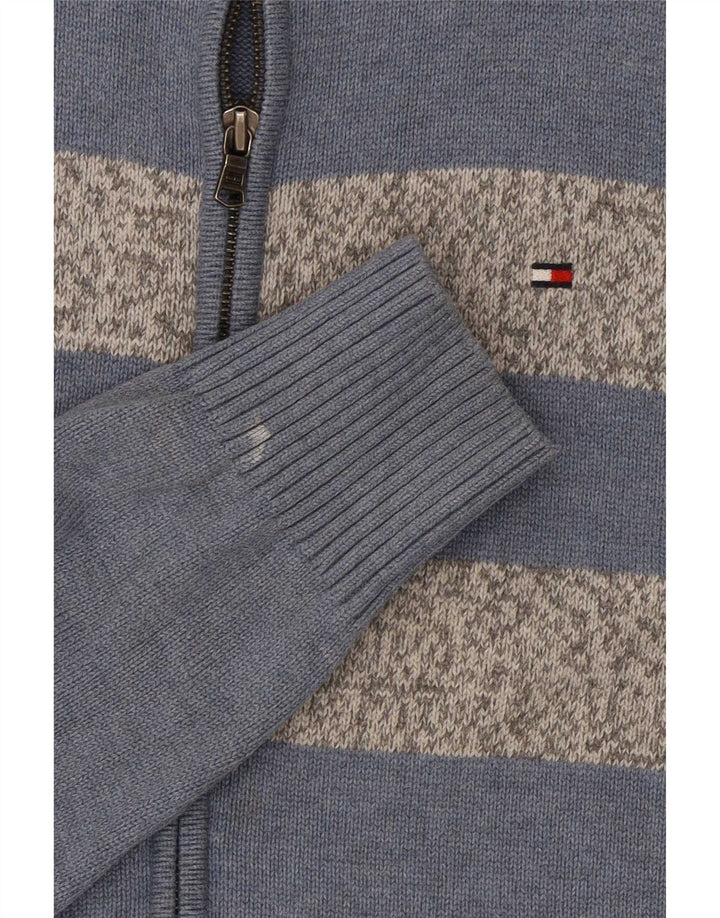 Tommy Hilfiger Hombre Cárdigan Suéter De Algodón Color Block Azul Medio