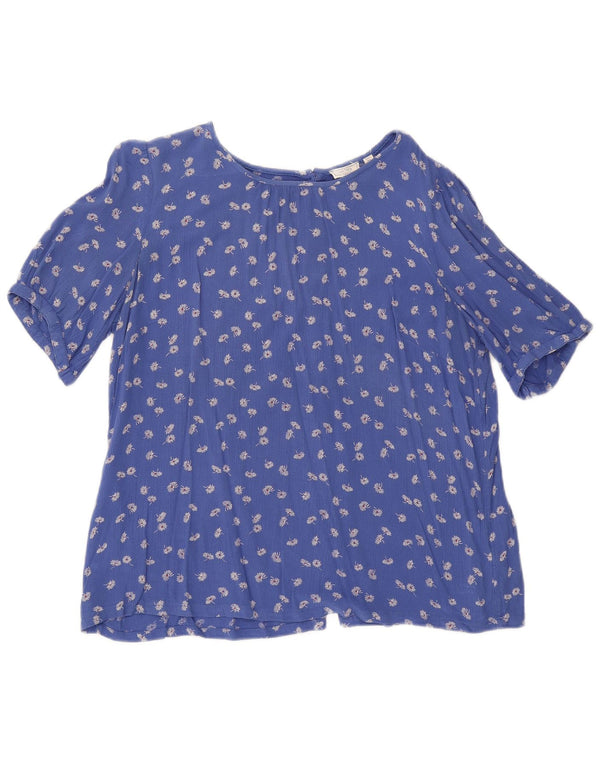 Blusa camisera de manga corta para mujer de Fat Face UK 44 Viscosa floral azul grande