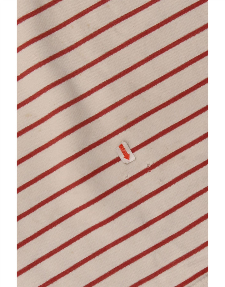 FAT FACE Top para Mujer Manga Larga UK 8 Pequeño Algodón a Rayas Blanco Roto