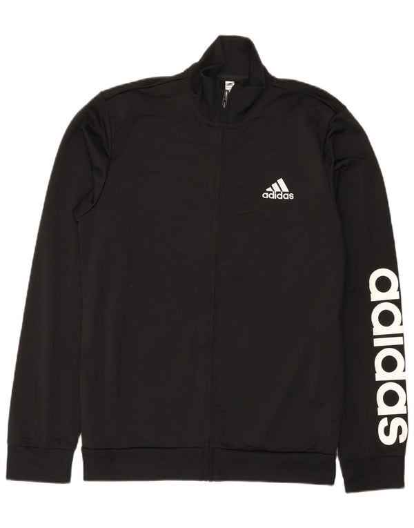Adidas Mens Graphic Chándal Top Chaqueta UK 38/40 Mediano Negro Poliéster