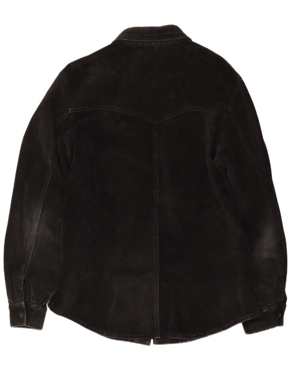 Flying Wear Camisa de ante para hombre XL Cuero negro