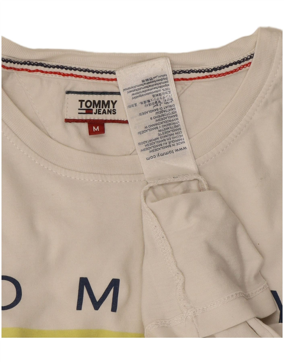 TOMMY HILFIGER Camiseta gráfica para mujer Top UK 44 Algodón blanco mediano