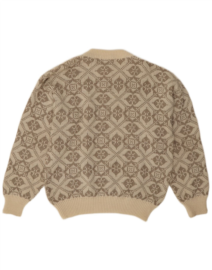 Ciao Hombre Jersey De Cuello Redondo Jersey XL Lana Geométrica Beige