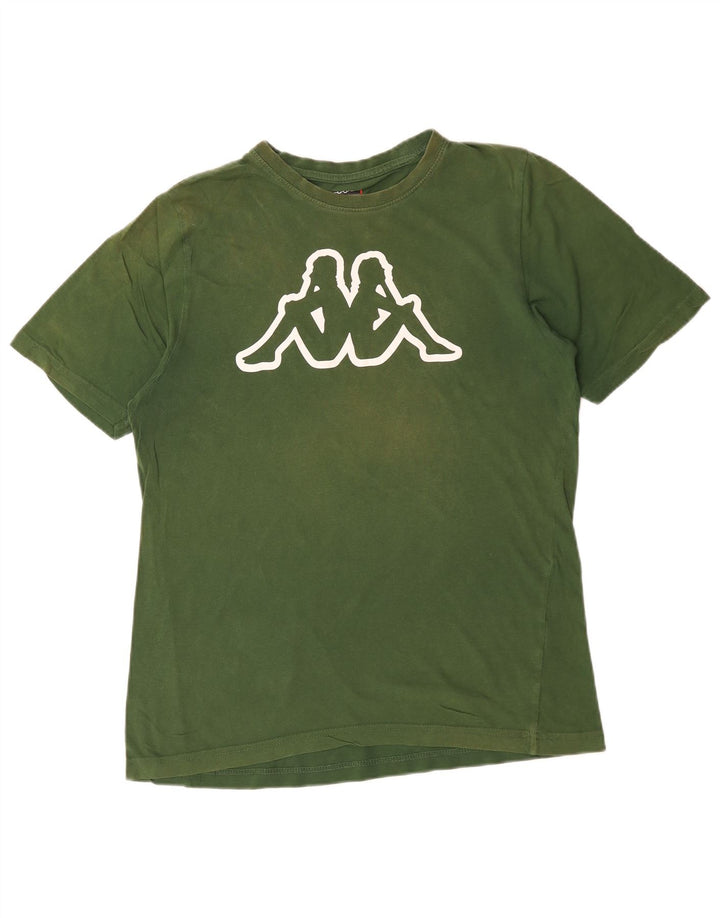 Kappa Hombre Camiseta Gráfica Top Algodón Verde Medio