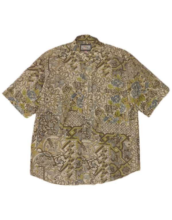 Azzurra Camisa Manga Corta Hombre XL Algodón Floral Verde