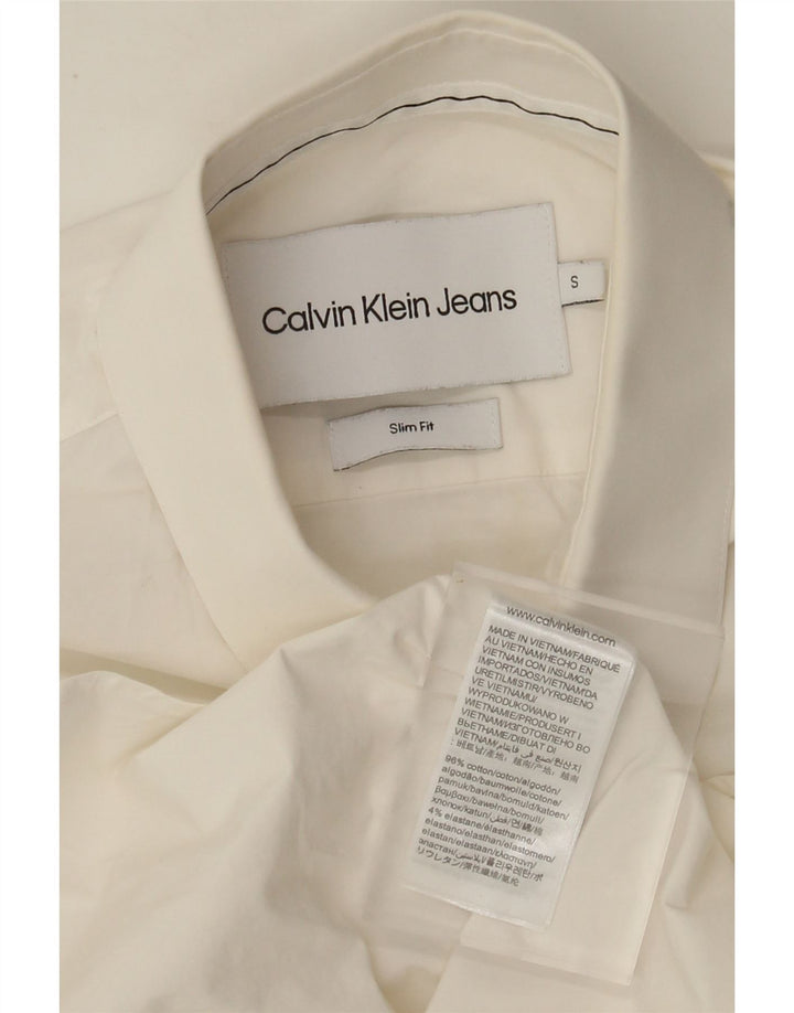 CALVIN KLEIN JEANS Camisa Slim Fit Hombre Pequeña Algodón Blanco